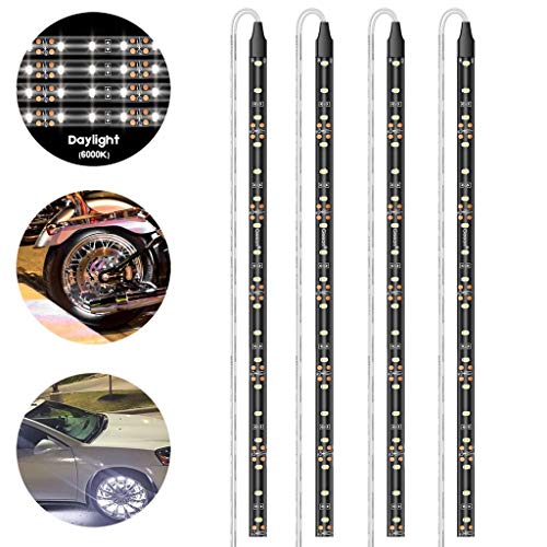 Product Cover Geeon LED Strip Lights Waterproof 12V 6000K Daylight White for Auto Car Truck Motorcycle Boat Interior Lighting UL Listed 30CM/12'' 3528 SMD Pack of 4