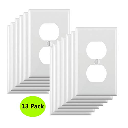 Product Cover 13-Pack, Duplex Receptacle Outlet Wall Plates, Standard Size,Impact Resistance, Anti Aging and High Temperature Resistance PC Face Plates,White
