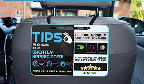 Product Cover Tips - Five Star Accessories Rider-Share Sign for Driver |Sign Rideshare 5 Stars Tips Taxi Sign Driver Rating Appreciated Ride-Share Driver Signs- Large 9x6 (Pack of 2)