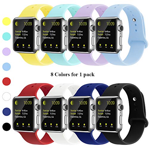 Product Cover YUNSHU Compatible iWatch Band Replacement iWatch Band 42mm/44mm M/L for Women and Man Soft Sports Band Strap Silicone Series 5 Series 4 Series 3 Series 2 Series 1-8 Pack