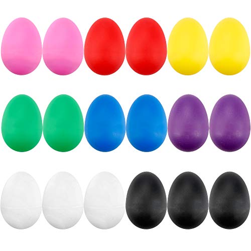 Product Cover 18PCS Plastic Egg Shakers Percussion Musical Egg Maracas Toys with 8 Different Colors