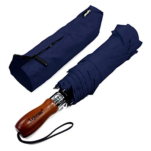 Product Cover Lejorain 54inch Large Umbrella Auto Open Close with Folding Golf Size and 210T Dupont Teflon Coated Vented Windproof Double Canopy for Men Women (Navy Blue, 54)