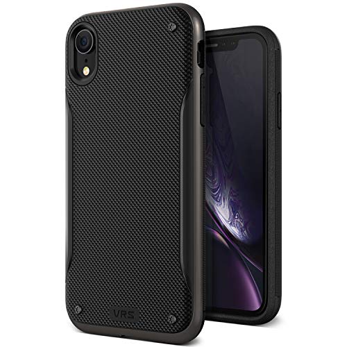 Product Cover iPhone XR Case, VRS Design [Metal Black] Dual Layer Slim Protective Case [High Pro Shield] Heavy Duty TPU Textured Body PC Bumper Compatible with Apple iPhone XR (2018)