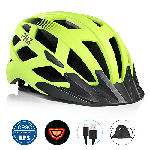 Product Cover PHZ. Adult Bike CPSC Certified Helmet with Rechargeable Led Back Light/Detachable Visor Ideal for Road Ride Mountain Bike Bicycle for Men and Women ..., Large (7346004)