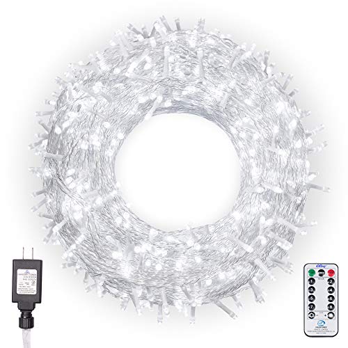 Product Cover Ollny Christmas Lights 800 LEDs 330ft LED Outdoor String Lights Cool White with Remote Control and Timer Plug in 8 Lighting Modes for Wedding Party Christmas Decoration Lights NOT CONNECTABLE