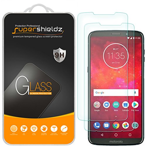 Product Cover (2 Pack) Supershieldz for Motorola Moto Z3 and Moto Z3 Play Tempered Glass Screen Protector, Anti Scratch, Bubble Free