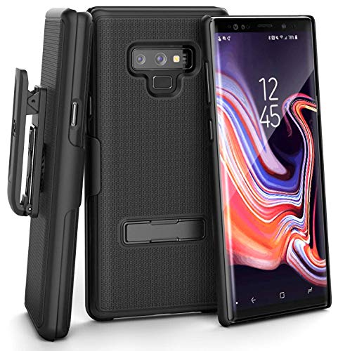 Product Cover Encased Belt Case for Samsung Galaxy Note 9 Holster Clip - Ultra Slim Combo Shell with Metal Kickstand - Slimline Black
