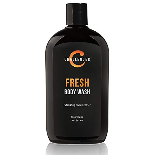 Product Cover New Challenger Fresh Body Wash - 16oz Exfoliating Cleanser w/Aloe, Vitamin E, Tea Tree & Jojoba Oils - For Men & Women - Moisturizing and De-odorizing Lather for Smooth, Strong Skin (2 Month Supply)
