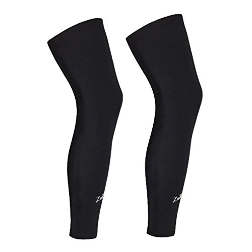 Product Cover Long Compression Leg Sleeves for Women Men - Luwint Comfortable and Non-Slip UV Protection Leg Knee Brace Supports for Sports Basketball Running Cycling, Black, 1 Pair (XXL(22.8