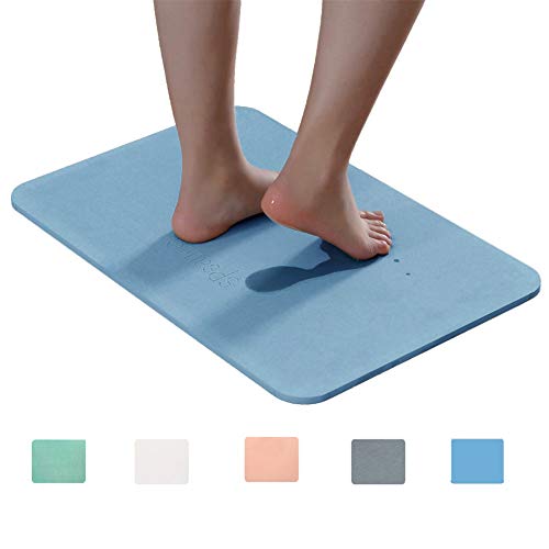 Product Cover Marbrasse Bath Mat, Absorbent Diatomaceous Earth, Japanese Design, Nonslip Bathroom Floor Mats for Fast Water Drying, Self-Refreshing Hard Shower Mat (Blue)