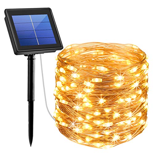 Product Cover AMIR Upgraded Solar String Lights, 72ft 8 Modes Copper Wire Lights, 200 LED Starry Lights, Waterproof IP65 Fairy Christmas Decorative Lights for Outdoor, Wedding, Homes, Party, Halloween (Warm White)