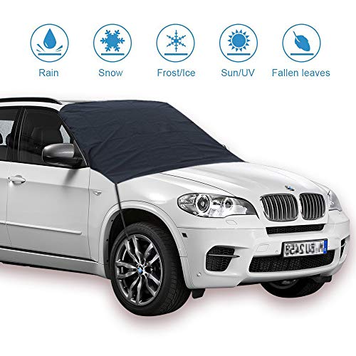 Product Cover Premium Car Windshield Snow Ice Cover, Magnetic Edges Elastic Hooks Design Windshield Snow Cover, Protect from Sun Ice Snow Rain and Frost , Fits Car Truck SUV van (85''x49'')