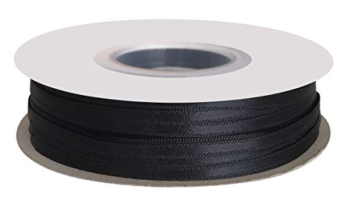 Product Cover DUOQU 1/8 inch Wide Double Face Satin Ribbon 100 Yards Roll Multiple Colors Black
