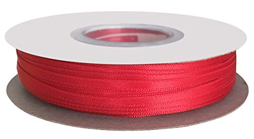 Product Cover DUOQU 1/8 inch Wide Double Face Satin Ribbon 100 Yards Roll Multiple Colors Red