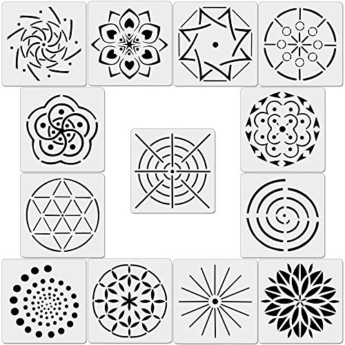 Product Cover 13 Pack Mandala Dot Painting Templates Stencils for DIY Painting Art Projects ...