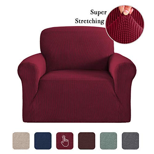 Product Cover Sofa Cover for Moving Stretch Sofa Slipcover 1 Piece Furniture Covers for Chair Non Skid Sofa Cover Red for Living Room Sofa Slip Cover T Cushion for Leather (Chair: Burgundy Red)