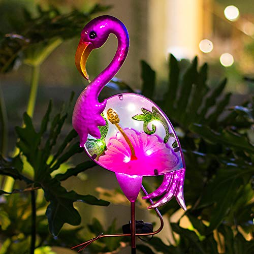 Product Cover BOAER Flamingo Solar Pathway Lights Outdoor,Garden Stake Decorative Yard Art Metal& Glass Waterproof for Patio Lawn Pathway-8 Lumens