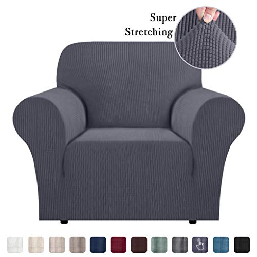 Product Cover Skid Proof Sofa Covers Stylish Furniture Cover Armchair Slipcover for Moving Jacquard Spandex Couch Covers, Form Fitted Stretch Chair Covers Couch Slip Sofa Covers (Chair, Grey)