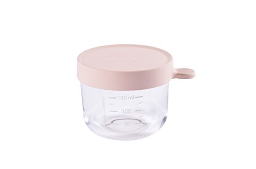 Product Cover BEABA Glass and Silicone Baby Food Container with Airtight Lid, 5 oz Jar (Pink)