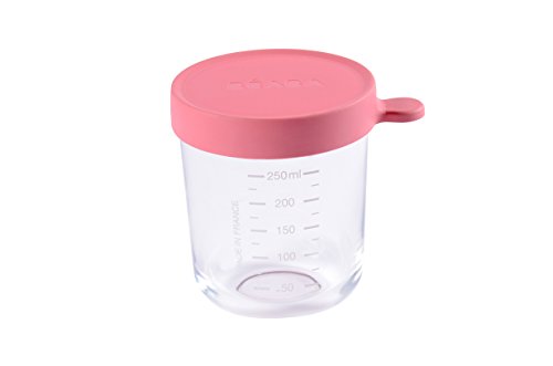 Product Cover BEABA Glass and Silicone Baby Food Container with Airtight Lid, 8 oz (Pink)