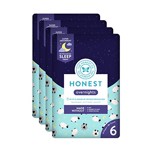 Product Cover The Honest Company Overnight Diapers, Sleepy Sheep, Size 6 (68 Count)