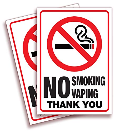 Product Cover No Smoking No Vaping Sticker Sign - 2 Pack 7x10 Inch - Premium Self-Adhesive Vinyl, Laminated for Ultimate UV, Weather, Scratch, Water and Fade Resistance, Indoor & Outdoor