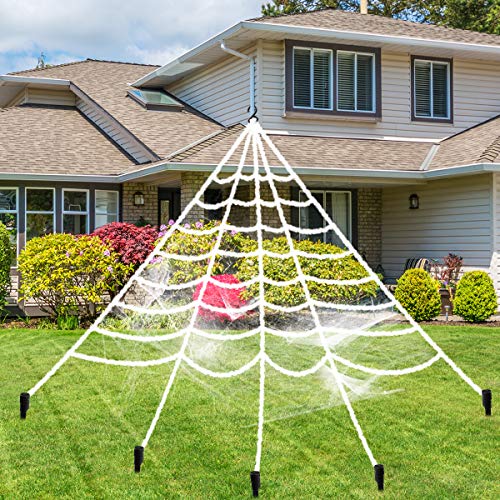 Product Cover Libay Halloween Giant Spider Web, 16 FT Spider Web Decorations with Super Stretch Cobweb Set Scary Halloween Outdoor Decor Yard Decorations Props, White