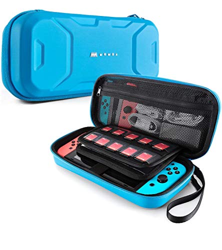 Product Cover Mumba Carrying Case for Nintendo Switch, Deluxe Protective Travel Carry Case Pouch for Nintendo Switch Console & Accessories [Dual Protection] [Large Capacity] (Blue)