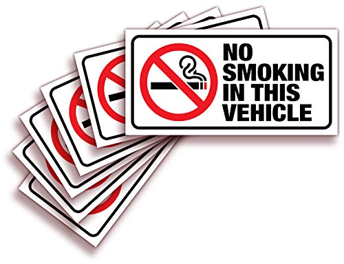 Product Cover iSYFIX No Smoking Sign Sticker for Vehicles & Cars - 6 Pack 3x1.5 inch - Premium Self-Adhesive Vinyl, Laminated Ultimate UV, Weather, Scratch, Water Fade Resistance, Indoor & Outdoor