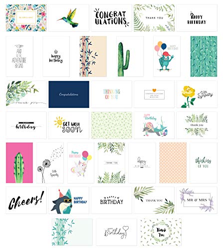 Product Cover Cavepop All Occasion Greeting Cards Assortment, Any Occasion Thank You, Birthday and Sympathy Cards with Envelopes - 4 x 6 Inches - 36 Pack (36 Designs)
