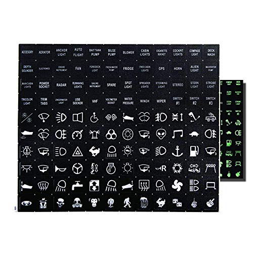 Product Cover Frentaly Glow in Dark Rocker Switch Set Night Picture Word Label Decal Circuit Panel Sticker Car Boat Truck Marine (120pcs)