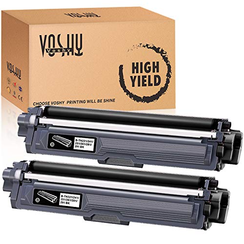 Product Cover Voshy Compatible Toner Cartridge Replacement for Brother TN221BK TN221 Used to HL-3170CDW MFC-9130CW MFC-9340CDW MFC-9330CDW HL-3140CW HL-3180CDW Printer 2500 Pages (Black, 2-Pack)