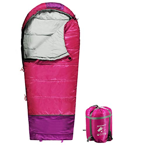 Product Cover REDCAMP Kids Mummy Sleeping Bag for Camping Zipped Small, 40 Degree 3 Season Cold Weather Fit Boys,Girls & Teens (Pink with 2.4lbs Filling)