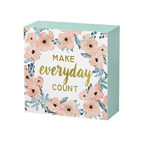 Product Cover SANY DAYO HOME 6 x 6 inches Colorful Wooden Box Sign with Inspirational Saying for Home and Office Decor - Make Every Day Count