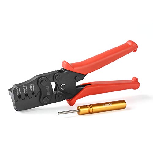 Product Cover IWISS Weather Pack Crimp Tool for AWG 24-14 Crimping Delphi Weather Pack Terminals or Metri-Pack Connectors- Crimp Terminals and Seal In ONE Cycle with Locator & Removal Extraction Tool