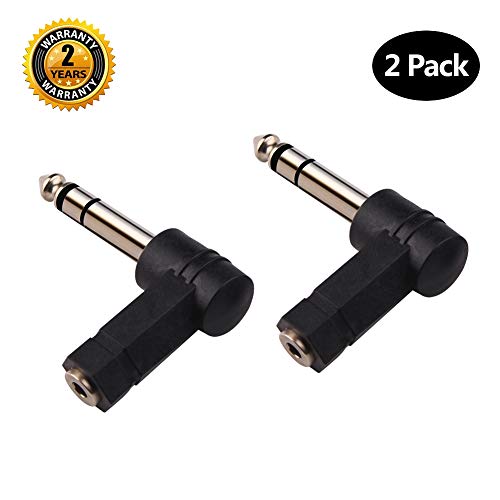 Product Cover Oxsubor 1/4 Inch TRS to 3.5mm Right Angle Adapter,6.35mm Male to 3.5mm Female 90 Degree Stereo Headphone Audio Adaptor Converter Connector (1/4'' TRS Right Angle Adapter (2PCS)