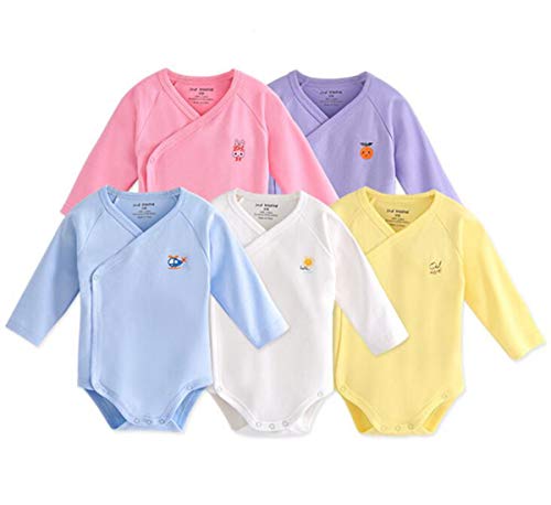 Product Cover Infant Baby Boys Girls Long Sleeves Kimono Onesies Cotton Side Snap Bodysuit Pack of Fall Winter Baby Clothes