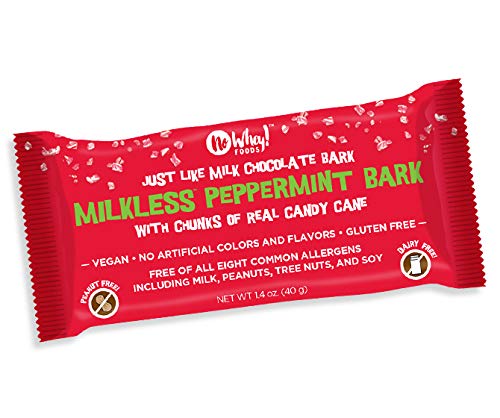 Product Cover No Whey Foods - Milkless Peppermint Bark (3 Pack) - Vegan & Allergy Friendly Christmas Chocolate- Dairy Free, Nut Free, Peanut Free, Soy Free, Gluten Free