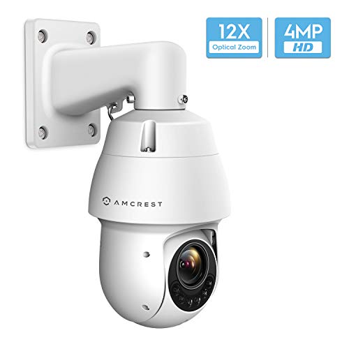 Product Cover Amcrest 4MP Outdoor PTZ POE + IP Camera Pan Tilt Zoom (Optical 12x Motorized) UltraHD POE+ Camera Security Speed Dome, CMOS Image Sensor, 328ft Night Vision, POE+ (802.3at) - IP66, 4MP, IP4M-1053EW