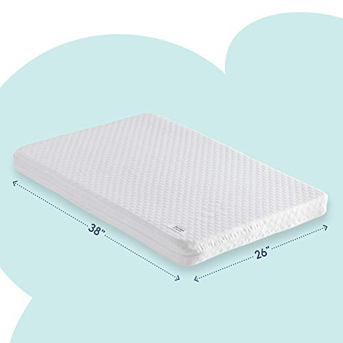 Product Cover hiccapop Pack and Play Mattress Pad [Dual Sided] w/Firm Side (for Babies) & Soft Memory Foam Side (for Toddlers) | Memory Foam Play Yard Mattress Pad | Playard Mattress Fits Most Pack N Play Playpens