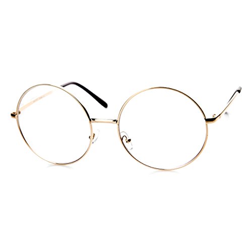 Product Cover Large Oversized Metal Frame Clear Lens Round Circle Eye Glasses