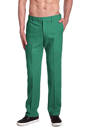 Product Cover CONCITOR Brand Men's EMERALD GREEN Dress Pants COTTON Flat Front Mens Trousers