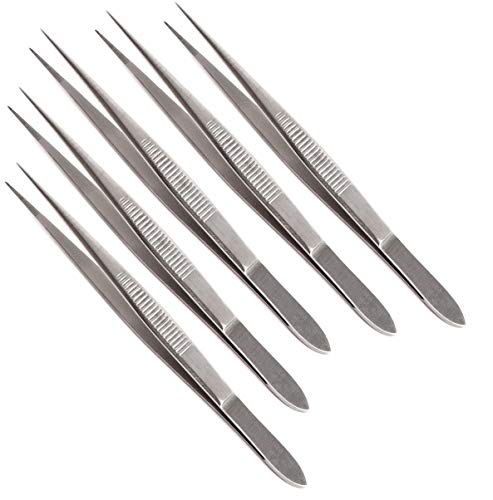Product Cover Set of 5 Dissecting Dissection Science Lab Tweezers Forceps (5, Fine Point 4.5
