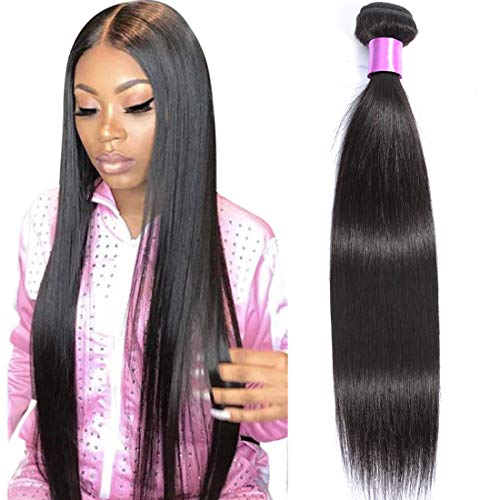 Product Cover AUTTO Hair Unprocessed Brazilian Virgin Hair Straight Hair Bundles Virgin Human Hair Extensions Weft Natural Black Color (100+/-5g)/pc