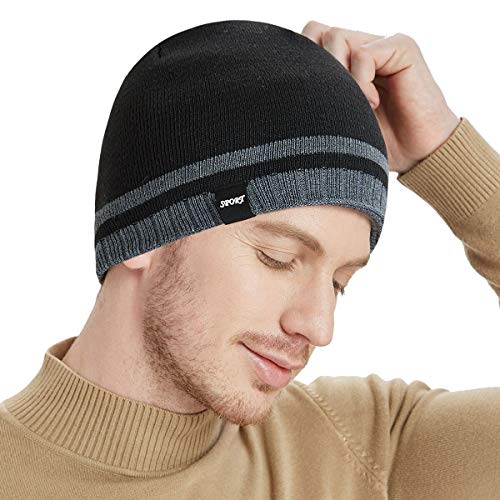 Product Cover Bodvera Mens Winter Beanie Hat Warm Knit Cuffed Plain Toboggan Ski Skull Cap 4 Colors