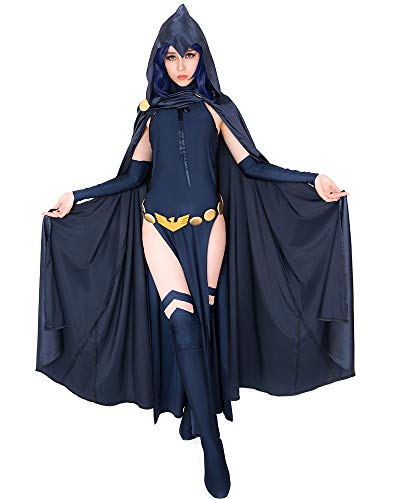Product Cover miccostumes Women's Rachel Cosplay Costume Dress with Hooded Cloak Halloween (S) Navy Blue