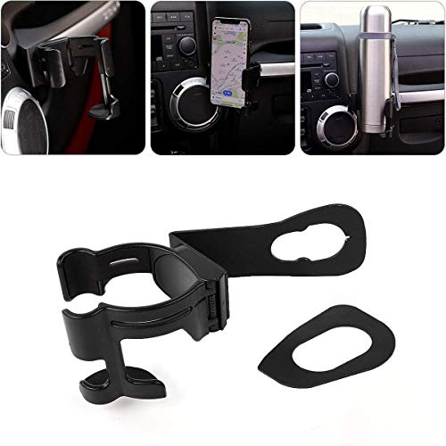 Product Cover Hooke Road Multi-Function Drink Cup Phone Holder, Bolt-on Stand Bracket Organizer for 2011-2018 Jeep Wrangler JK Rubicon Sahara Sport 2/4 Doors