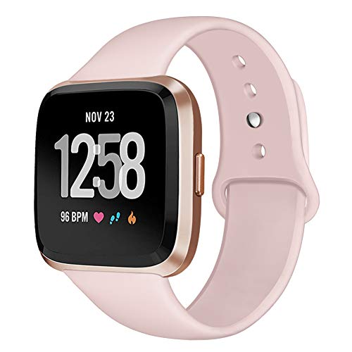 Product Cover Kmasic Sport Band Compatible with Fitbit Versa/Fitbit Versa 2/Fitbit Versa Lite Edition, Soft Silicone Strap Replacement Wristband Versa Smart Fitness Watch, Large Small
