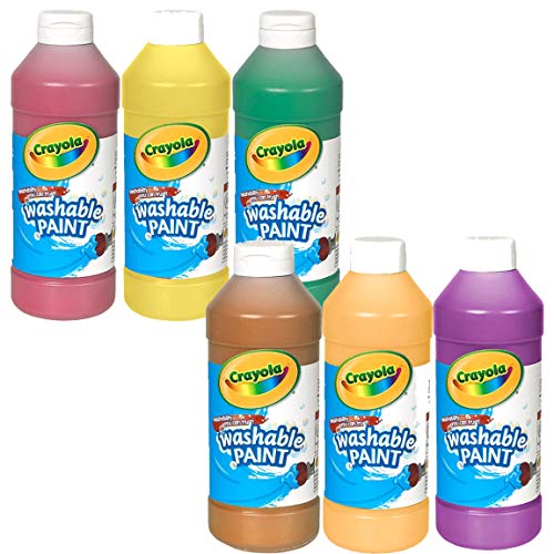 Product Cover Crayola Washable Nontoxic Paint, 16 Fluid Ounce, Assorted Colors (Pack of 6)