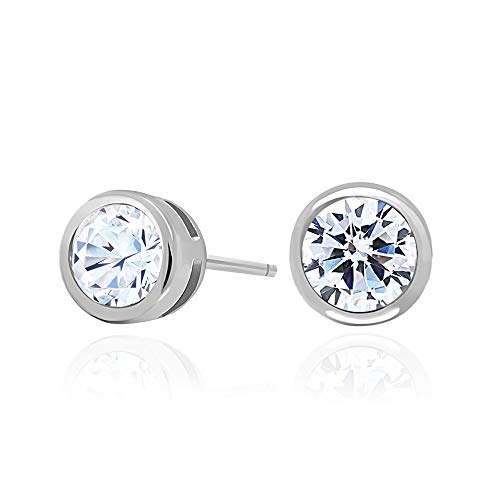 Product Cover Spoil Cupid 14k Gold Plated Sterling Silver Bezel Set Cubic Zirconia Stud Earrings